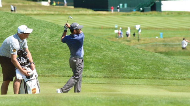 Louis Oosthuizen flights his Pro V1x into the 10th...