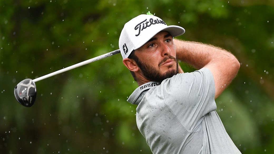 Max Homa hits a tee shot with his Titleist TS3 fairway metal at the 2019 Wells Fargo Championship